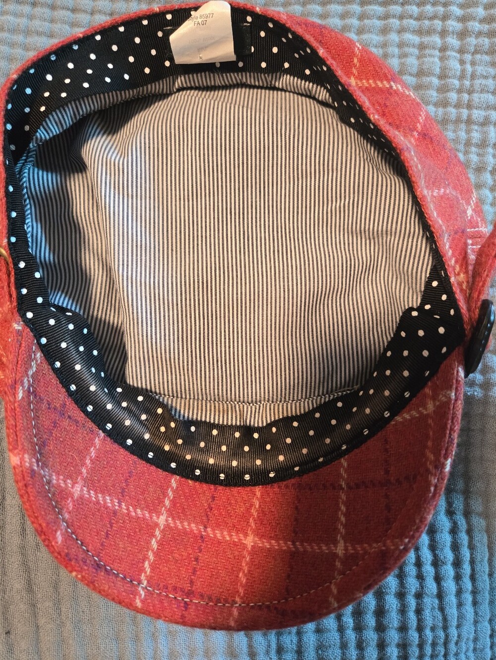J.Crew Orange Plaid Baker Boy Cap - Picture 7 of 7